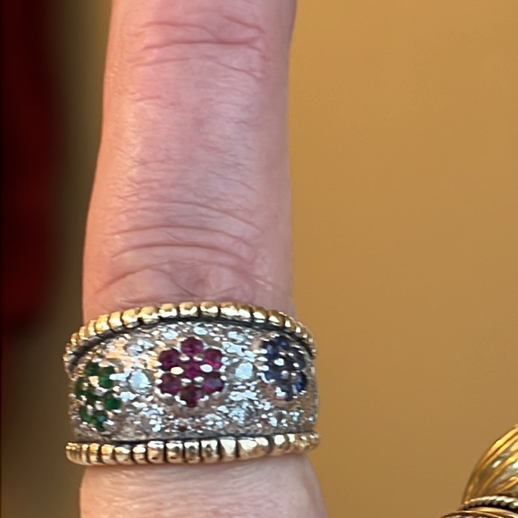 14k gold sapphire ruby, an emerald ring - Picture 11 of 13